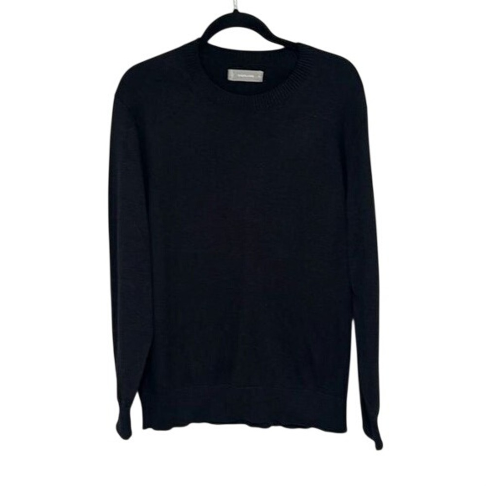 Everlane Mens Black No-Sweat Organic Cotton Crewneck Long Sleeve‎ Sweater XL
